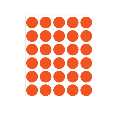NEVS 3/4" Color Coding Dots Orange - Sheet Form DOT-34M Orange